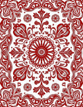 Crimson Baroque Swirls Decorative Rug