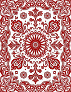 Crimson Baroque Swirls Decorative Rug