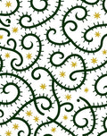 Green Swirl Vine Yellow Star Rug