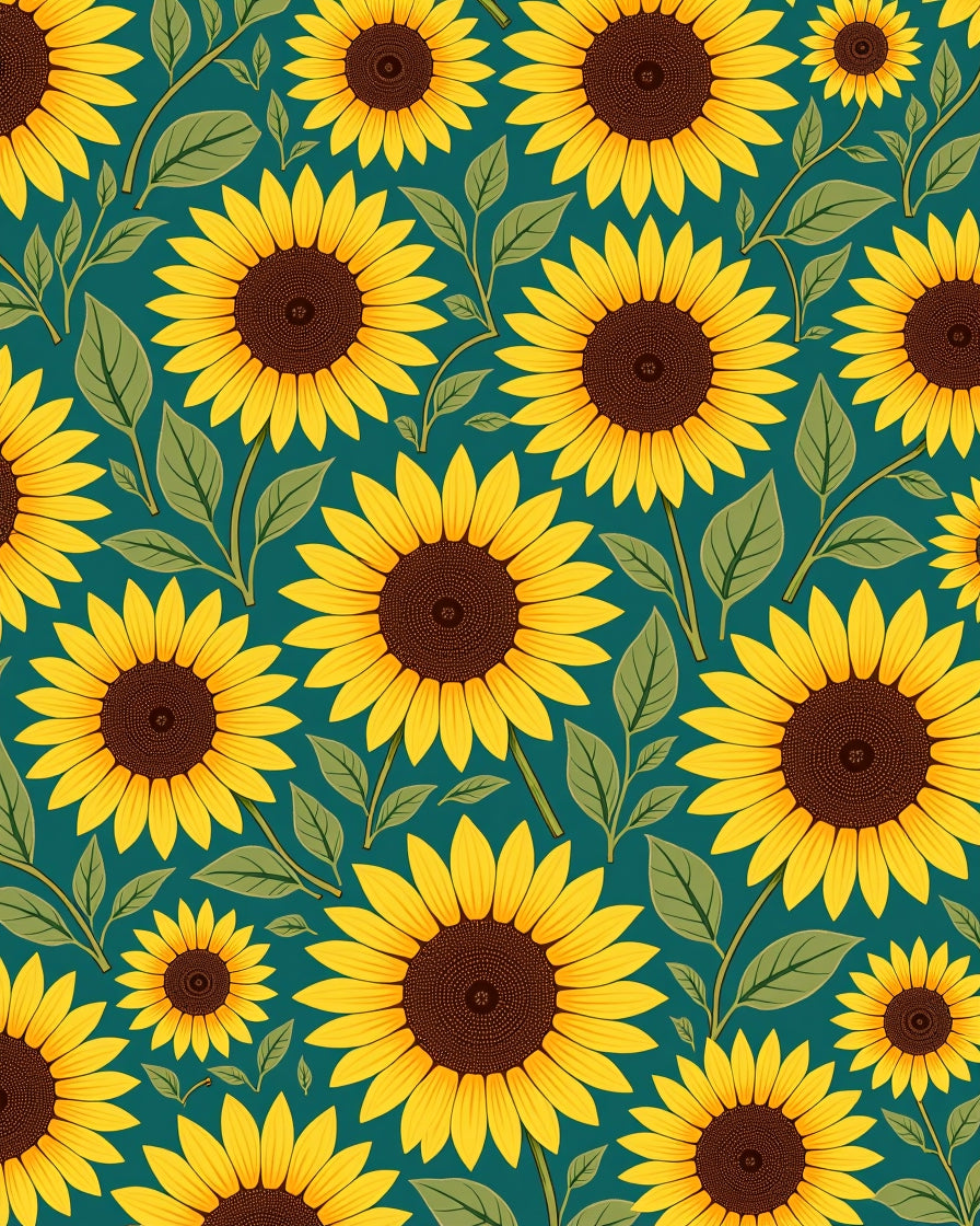 Radiant Yellow Sunflower Garden Teal Rug