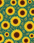 Radiant Yellow Sunflower Garden Teal Rug