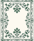 Emerald Green Floral Scroll Border Rug