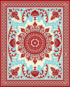 Red Cream Sky Mandala Rug