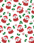 Red White Holly Snowman Repeat Rug