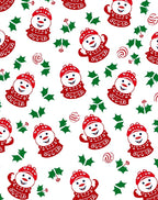 Red White Holly Snowman Repeat Rug