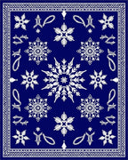 Deep Blue Snowflake Mandala Scatter Rug