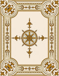 Ornate Gold and Cream Celestial Star Rug