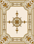Ornate Gold and Cream Celestial Star Rug