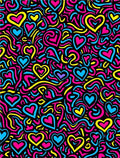 Vibrant Pink Blue Yellow Hearts Swirl Rug