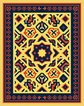 Bold Yellow Red Geometric Medallion Rug