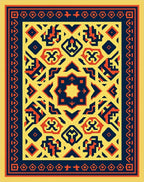 Bold Yellow Red Geometric Medallion Rug