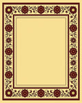 Deep Maroon Floral Vines Border Rug
