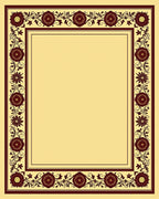 Deep Maroon Floral Vines Border Rug