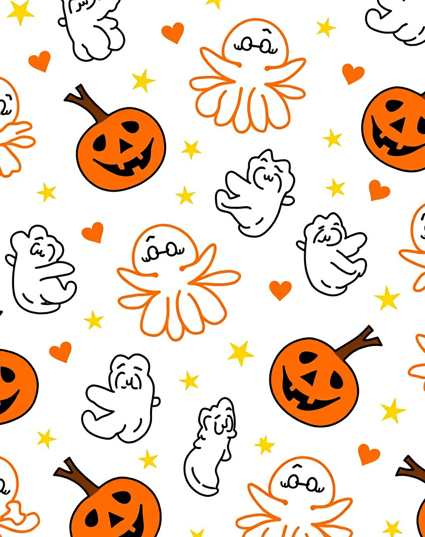 Cute Halloween Ghost Pumpkin Stars Rug