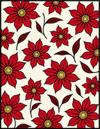 Bold Red Yellow Floral Scatter Rug
