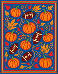 Orange Pumpkins Brown Football Leaves Rug