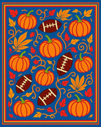 Orange Pumpkins Brown Football Leaves Rug