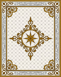 Golden Compass Rose Ornate Border Rug