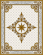 Golden Compass Rose Ornate Border Rug