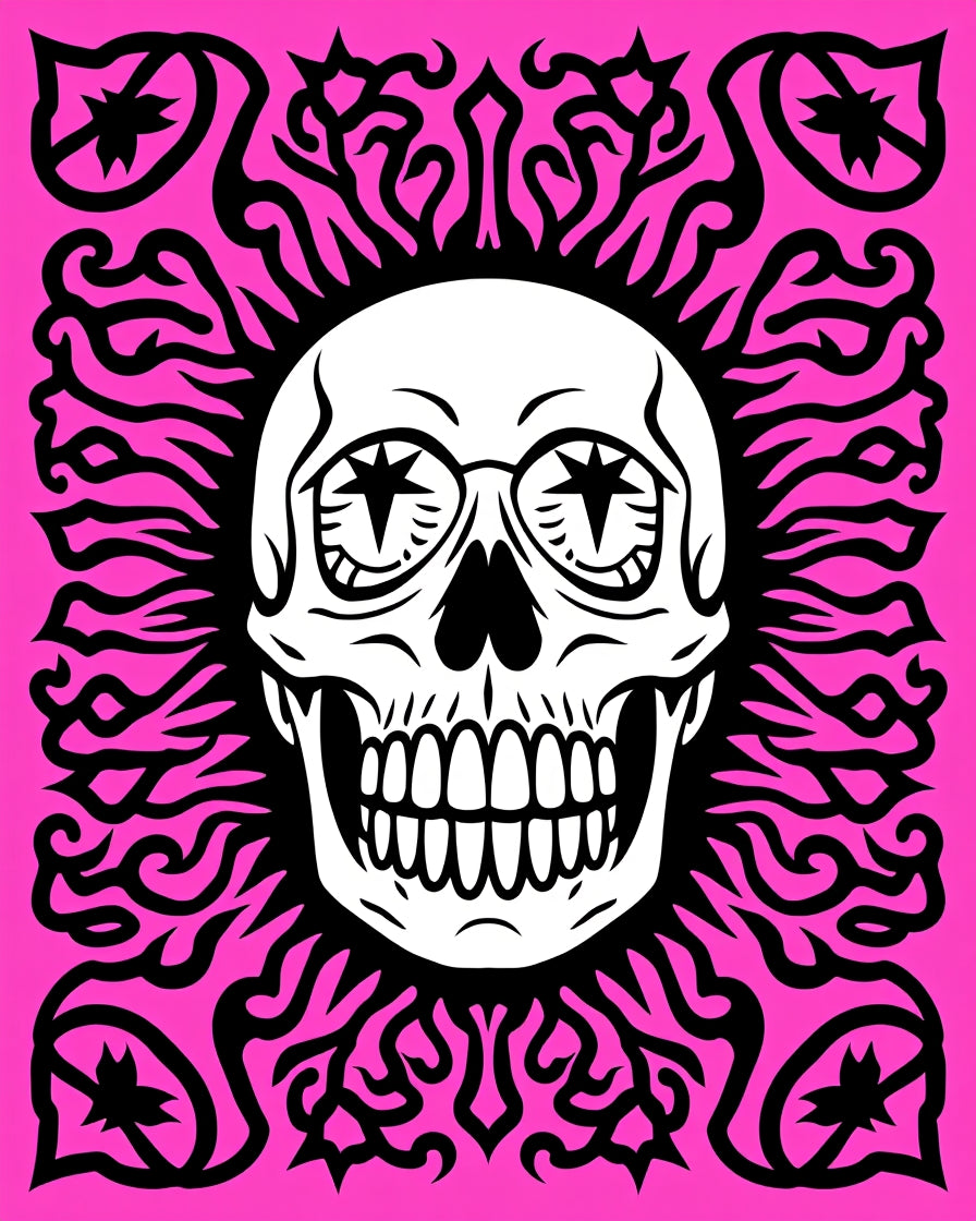 Vibrant Pink Skull Embrace Rug
