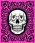 Vibrant Pink Skull Embrace Rug