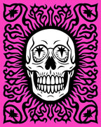 Vibrant Pink Skull Embrace Rug
