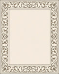 Ornate Cream and Brown Scroll Border Rug