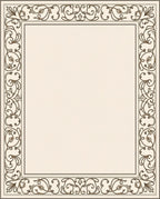 Ornate Cream and Brown Scroll Border Rug