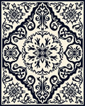Dark Navy Floral Medallion Ornament Rug