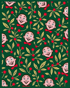 Whimsical Green Character Floral Rug