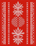 Crimson White Folk Art Tree Border Rug