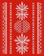 Crimson White Folk Art Tree Border Rug