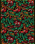 Red Green Yellow Figures Abstract Rug
