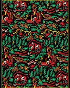 Red Green Yellow Figures Abstract Rug