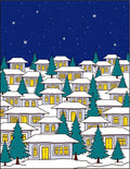 Winter Village Starry Night Houses Rug