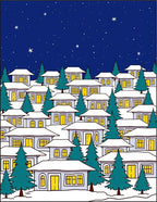 Winter Village Starry Night Houses Rug