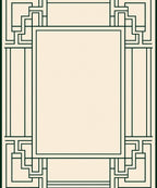 Cream Black Geometric Step Frame Rug