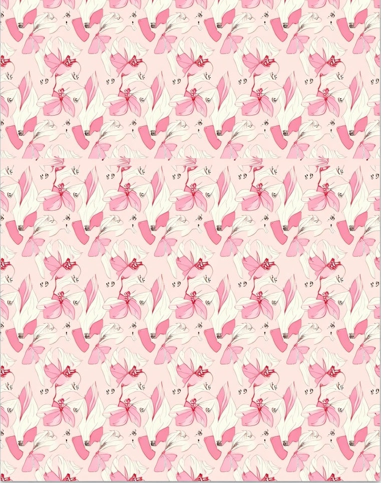 Pink Orchid Floral Illustration Rug