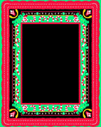 Vibrant Red Green Candy Cane Border Rug