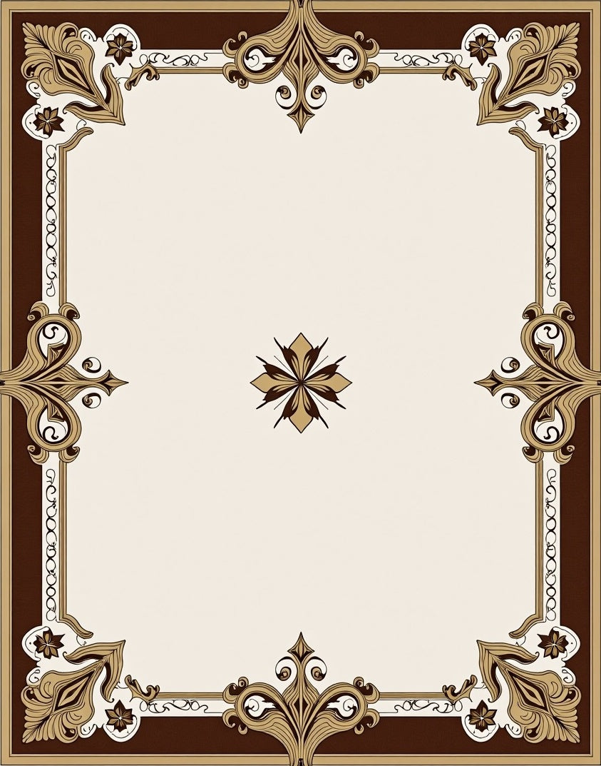 Ornate Brown and Gold Floral Medallion Rug