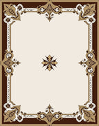 Ornate Brown and Gold Floral Medallion Rug