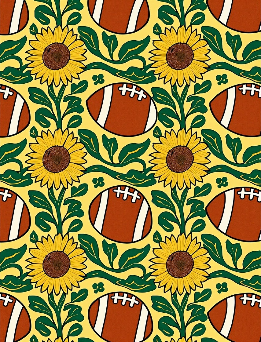Sunny Yellow Football Sunflower Illustration Rug