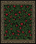 Black Crimson Floral Vine Scroll Rug