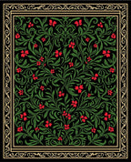 Black Crimson Floral Vine Scroll Rug