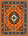 Vibrant Orange Floral Scroll Rug