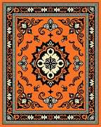 Vibrant Orange Floral Scroll Rug