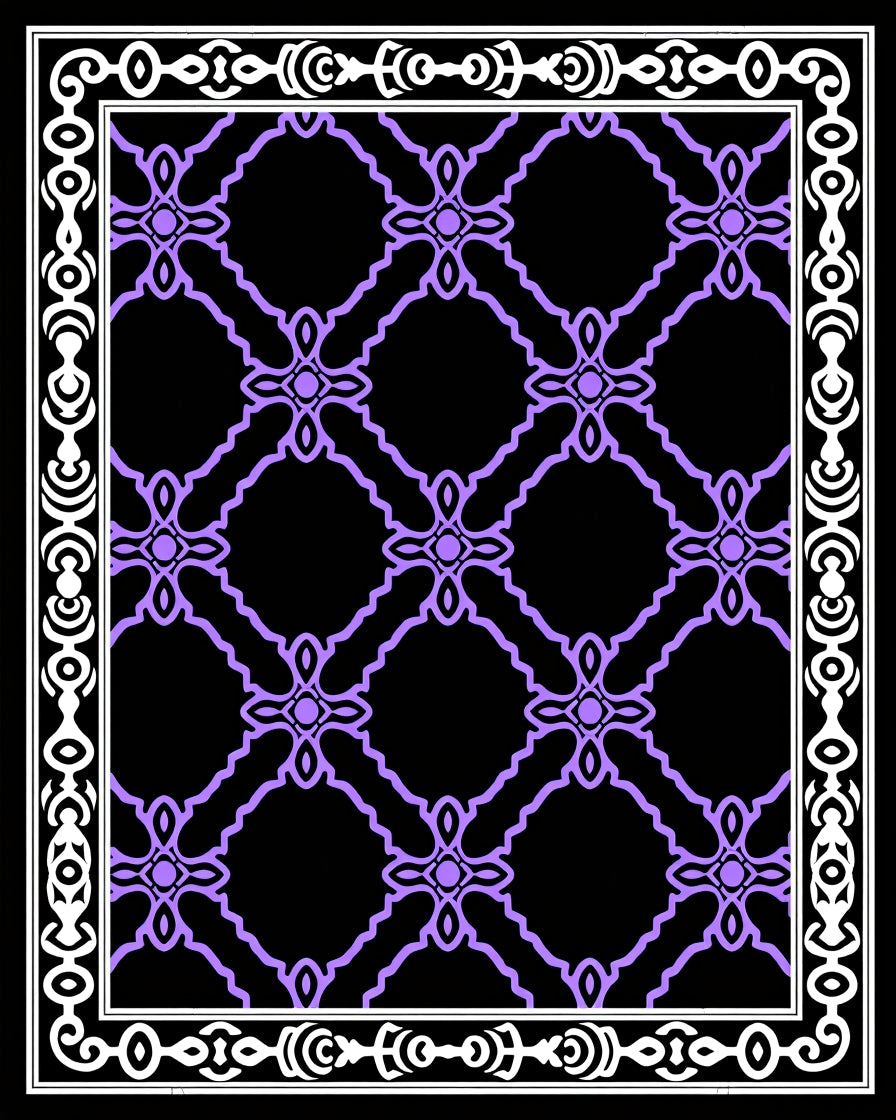 Ornate Lavender Quatrefoil Border Rug