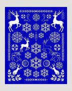 Winter Deer Snowflake Collage Rug