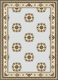 Light Blue Beige Floral Medallion Border Rug