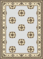 Light Blue Beige Floral Medallion Border Rug
